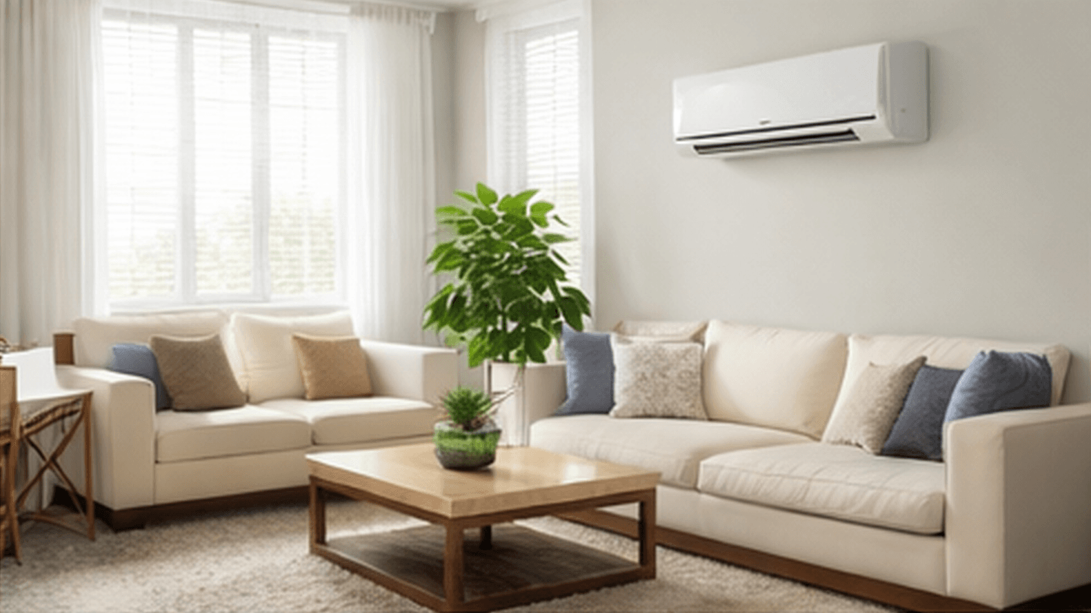 Comfortable living room representing clean indoor air quality
