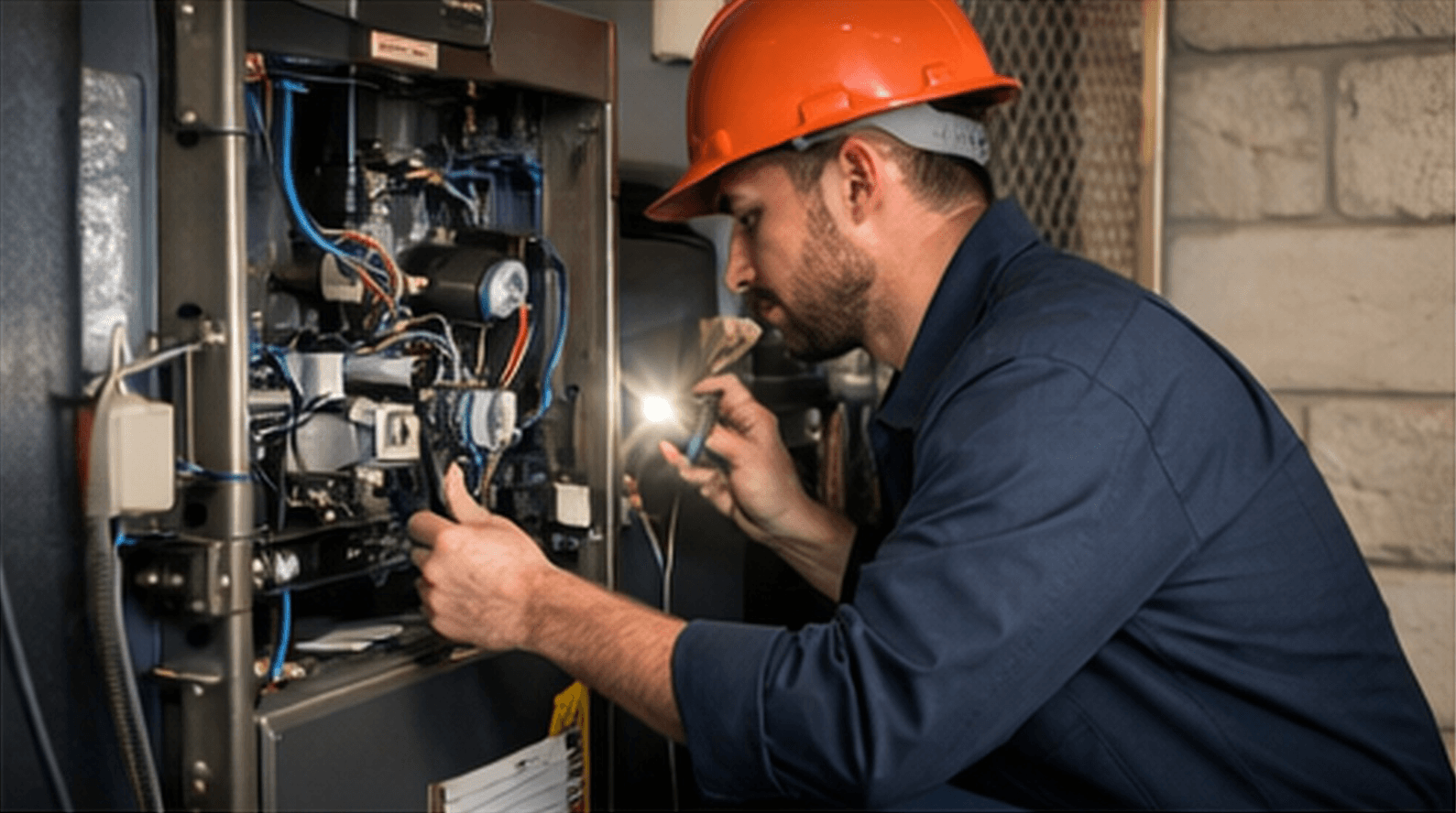 Heating system maintenance inside a home utility room