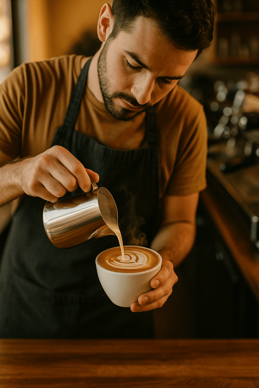 Cafe branding scene with warm tones