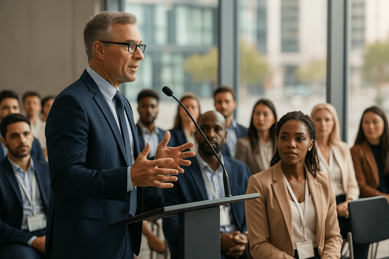 Corporate event mingling and conversation