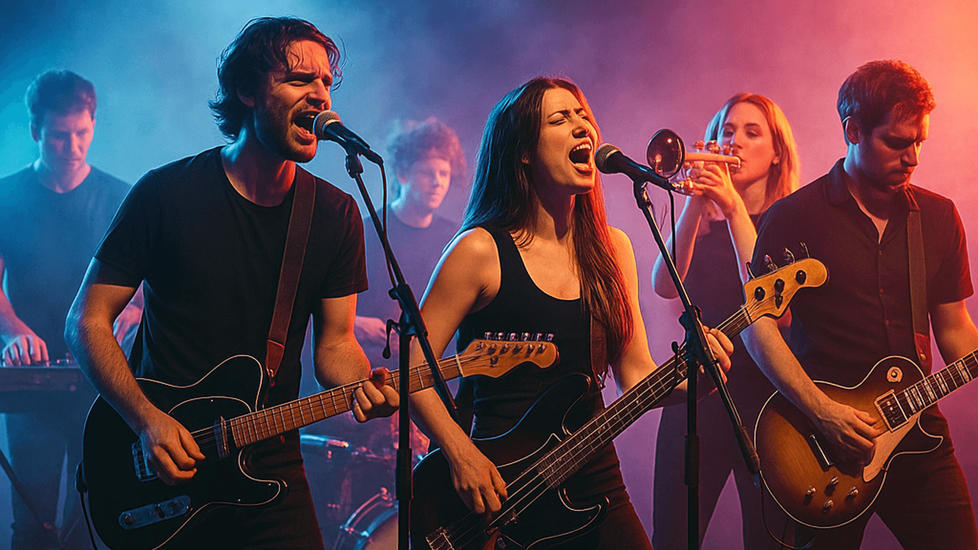 Pixel Panthers live show with neon lighting